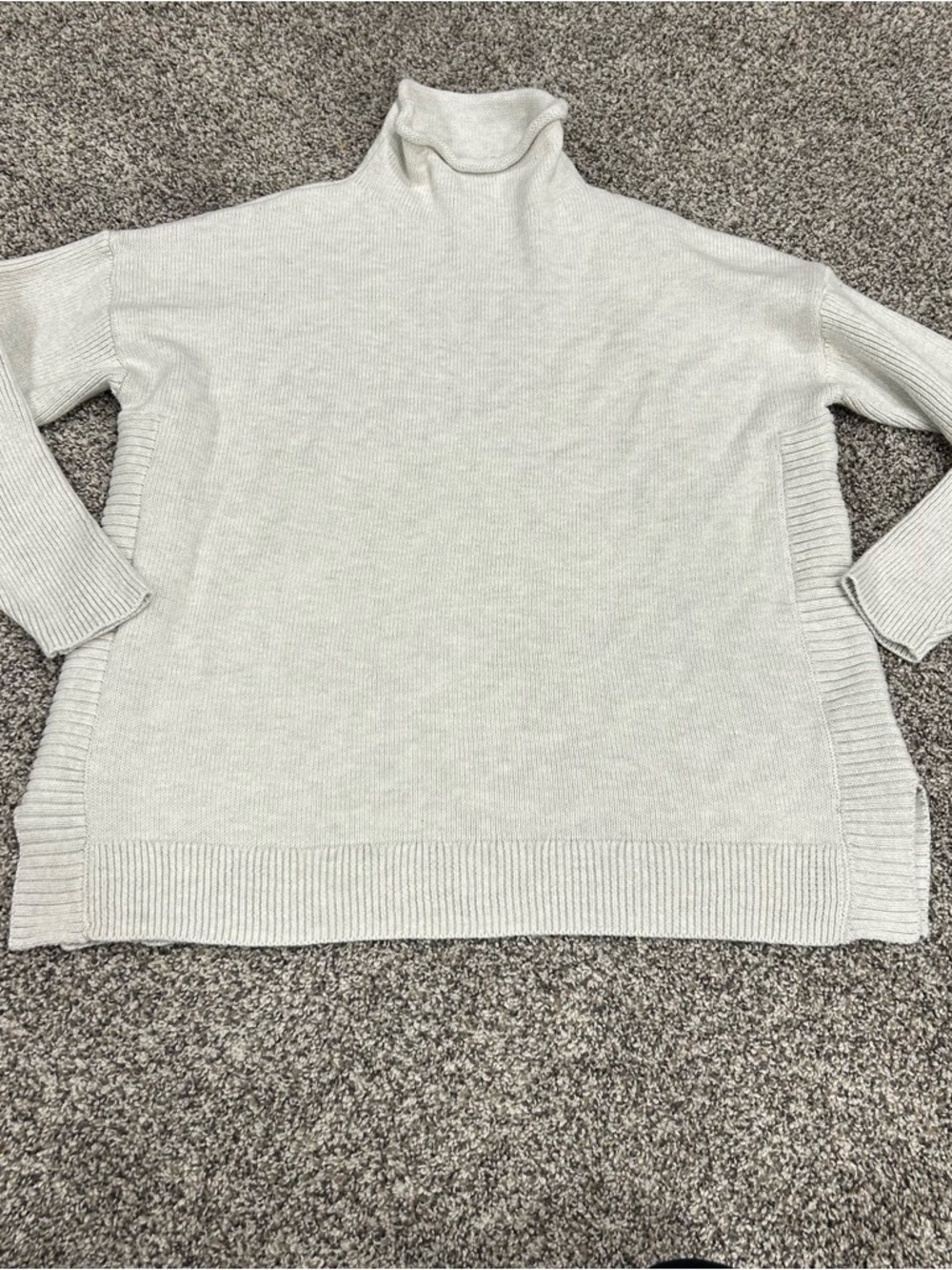 TAHARI Women's 1X Grey Mock Rolled Neck Knit Sweater Ribbed Side & Hems